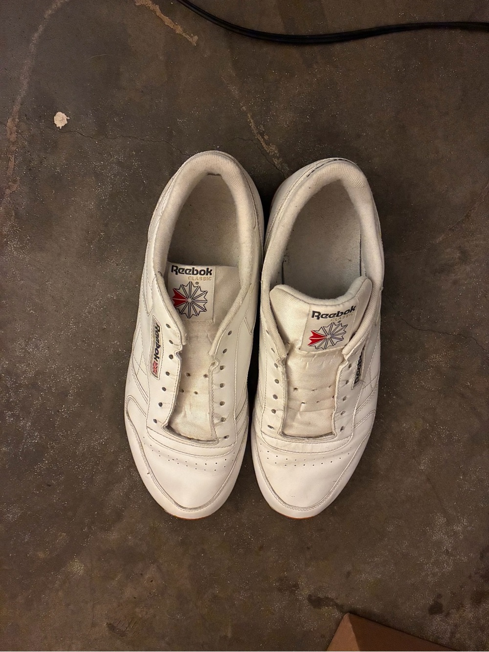 Reebok White Leather Low-Top Sneakers with Red Accent